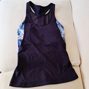 Lululemon Womens Black Blue Bra Yoga Tank Top  Sz 4
